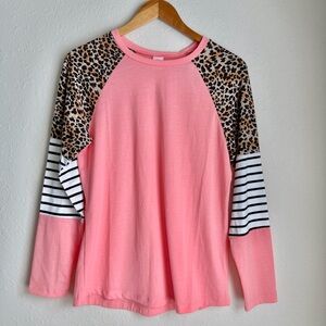 NWT Peach, Striped, Leopard Print Long Sleeve Top Sz S, 2XL, 3XL